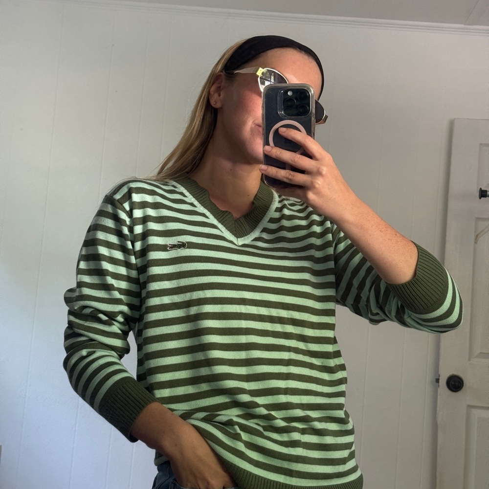 Lacoste Striped V-Neck Sweater